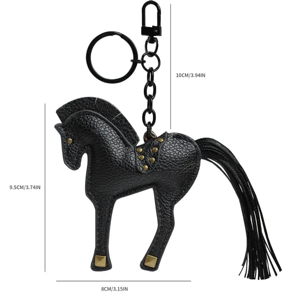 Horse Keychain Leather Hanging Charm for Bags Purse Backpack Women Gift